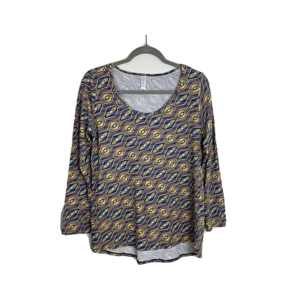 Lularoe Lynnae Medium M‎ Long Sleeve Shirt Multi Color Geometric